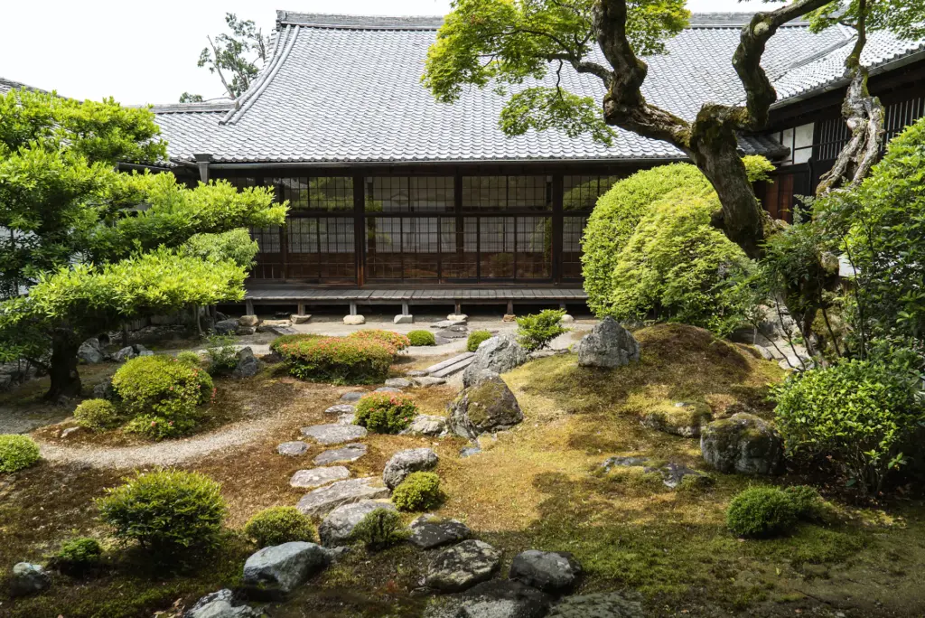 坪庭の緑と池